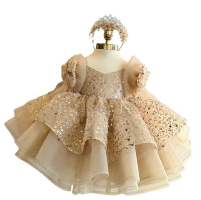 Sabrina Girls Party Dress: Gold