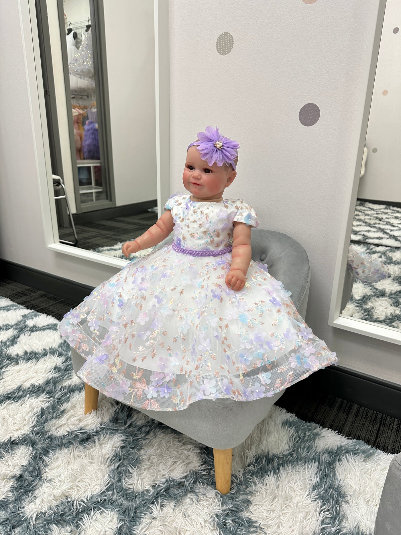 Eloise Dress: White & Lilac