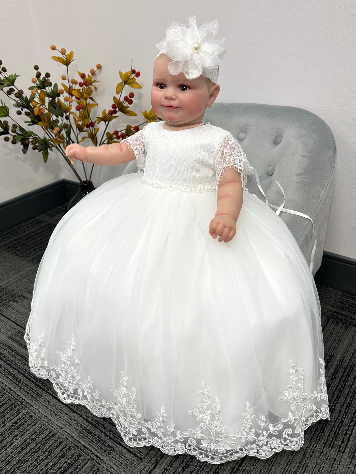 Chloe Baptism Gown: OFF WHITE