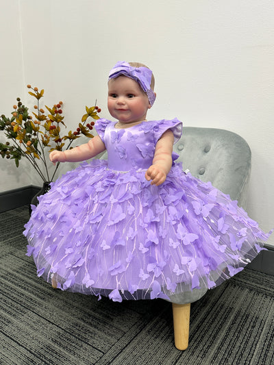 Helen Butterfly Baby Dress: Purple