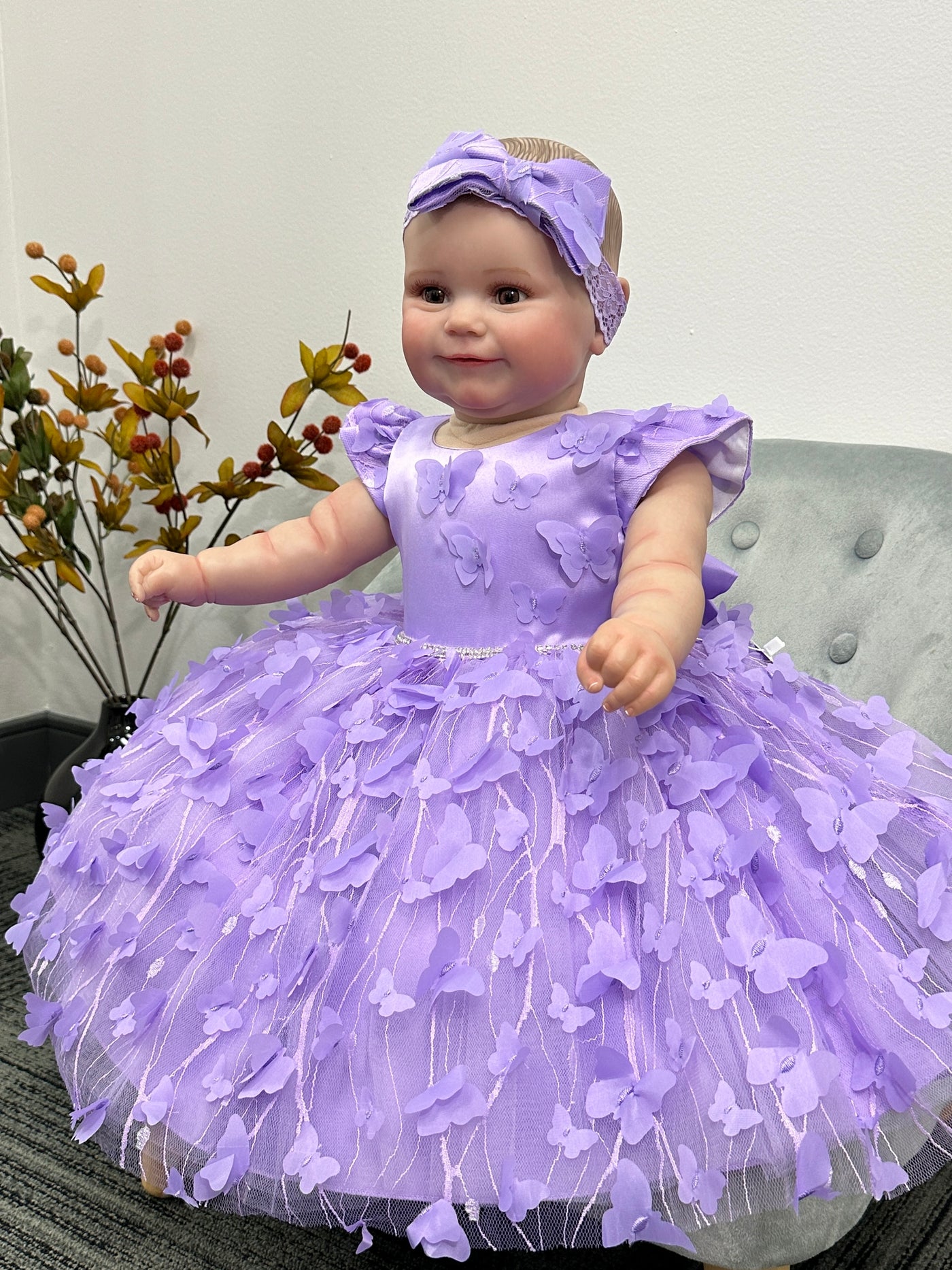 Helen Butterfly Baby Dress: Purple