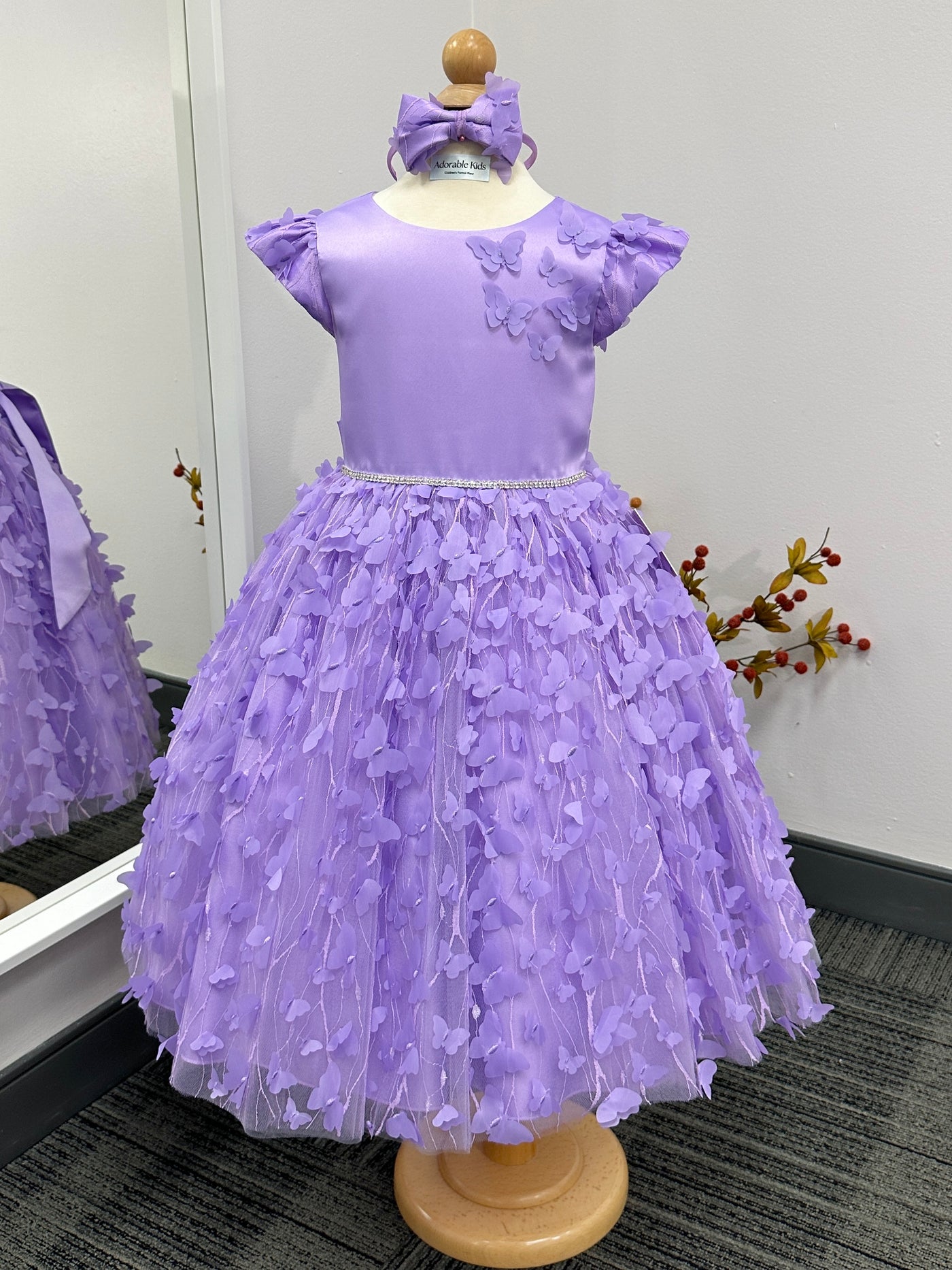 Helen Butterfly Girls Dress: Purple