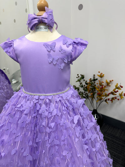 Helen Butterfly Girls Dress: Purple