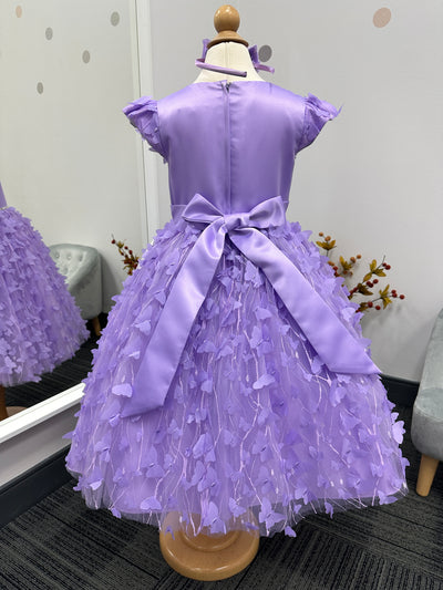 Helen Butterfly Girls Dress: Purple