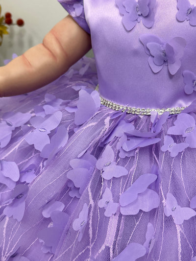 Helen Butterfly Baby Dress: Purple