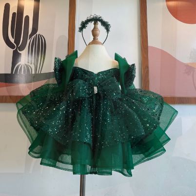 Sabrina Girls Party Dress: Green