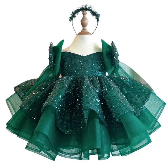 Sabrina Girls Party Dress: Green