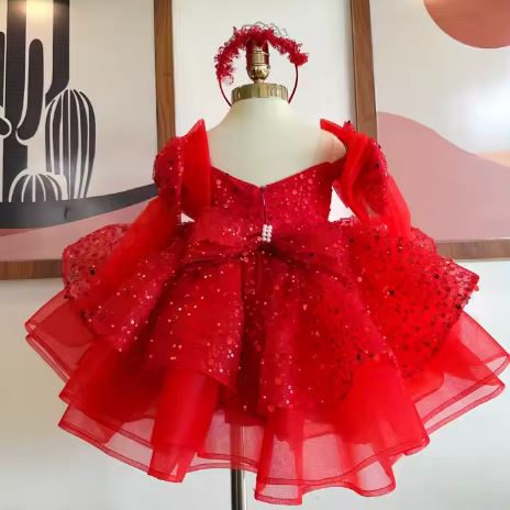 Sabrina Girls Party Dress: Red