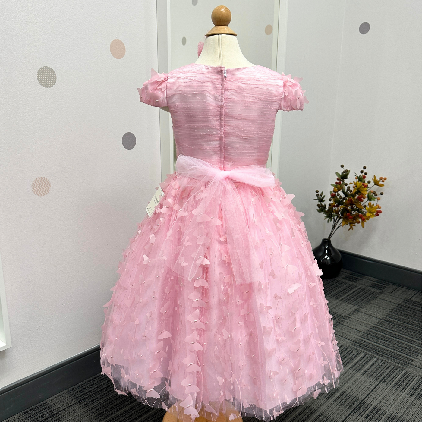 Helen Butterfly Girls Dress: Pink