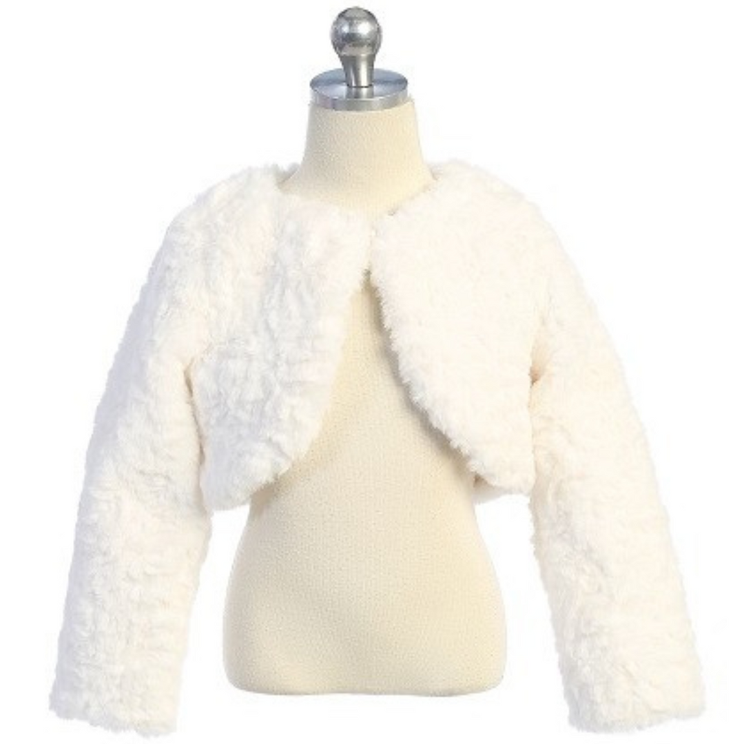 Faux Fur Bolero Jacket OFF WHITE Adorable Kids Formal Wear