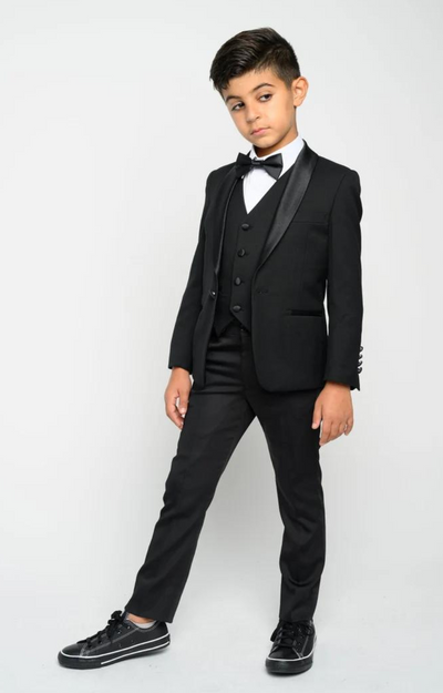 George 5pc Boys Tuxedo: BLACK (Husky Fit)